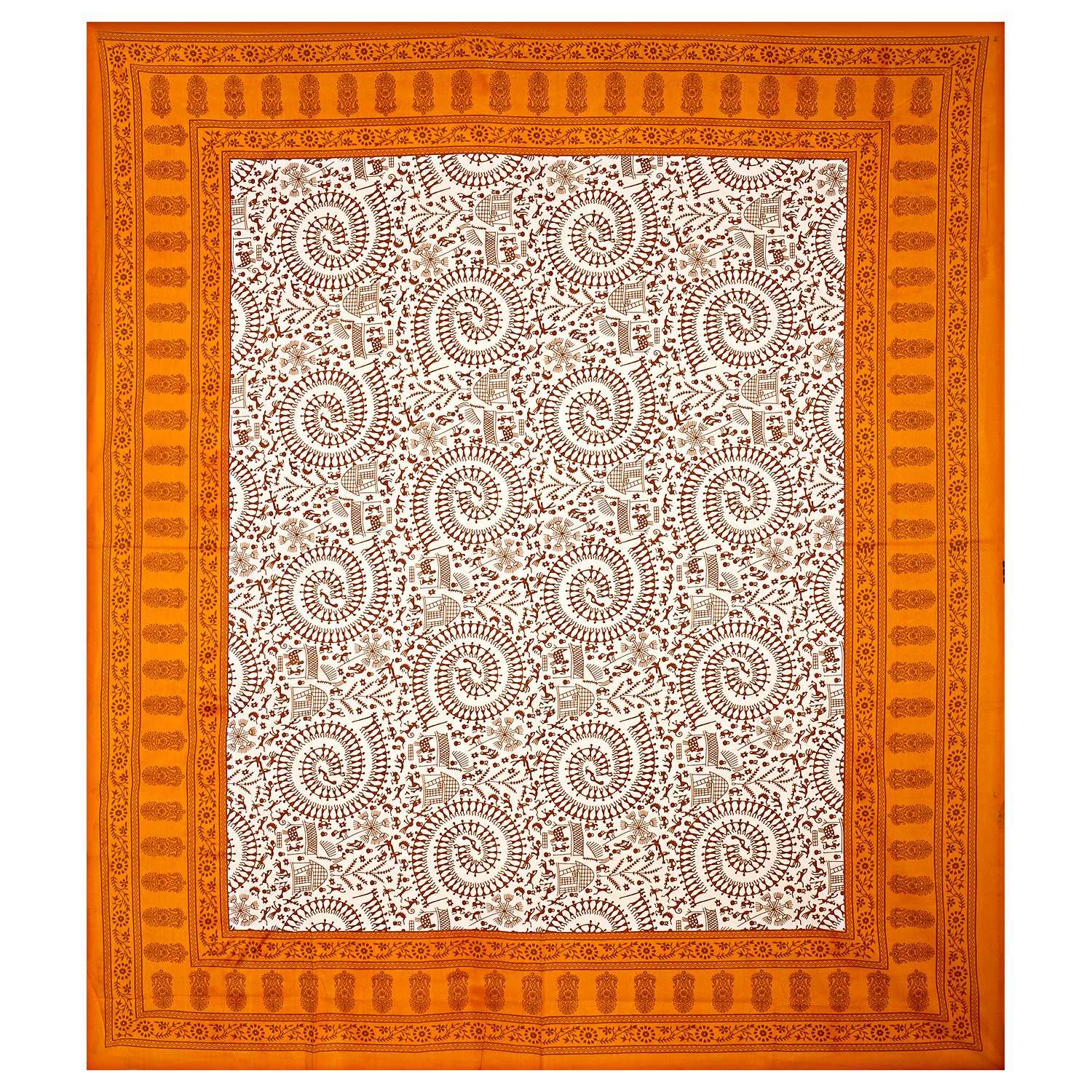 Rajasthani Traditionally Printed Cotton Doublebed Bedsheet With Pack of 2 Pillow Covers - Image 2